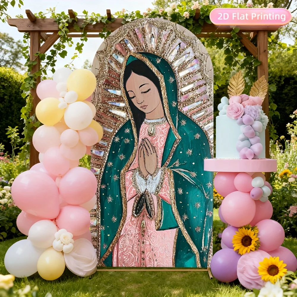 VIKAMA Porträt der Jungfrau von Guadalupe mit elegantem Bogen-Hintergrund – perfekt für Hochzeiten und Feiertagsdekoration – Wandkunst-Dekoration – Detail 1