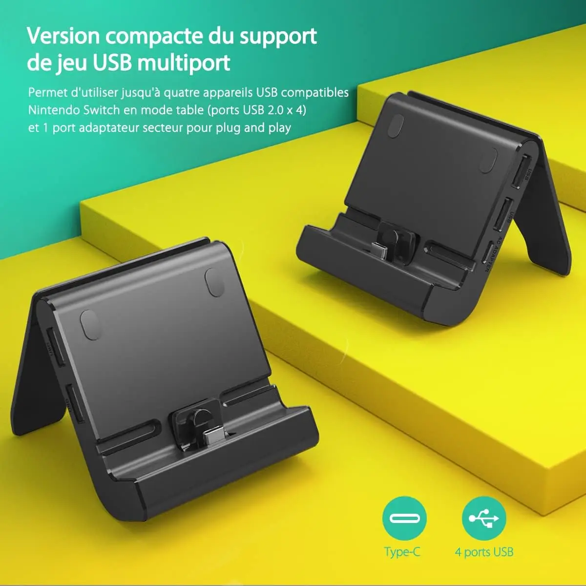 Nintendo Switch Lite용 충전 도크 듀얼 USB 플레이스탠드 4개의 USB 포트가 있는 Nintendo용 조정 가능한 충전 스테이션1 AC 어댑터