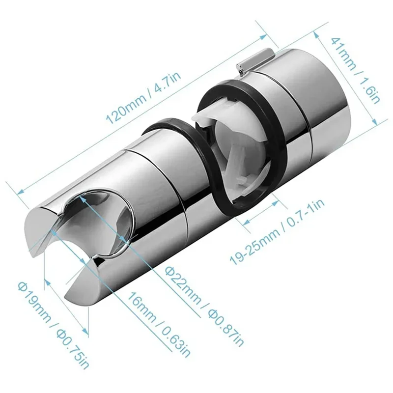 Supporto Per Soffione Doccia Regolabile In ABS Per Asta 25 Mm - Scorrevole, Girevole, Ricambio Bagno