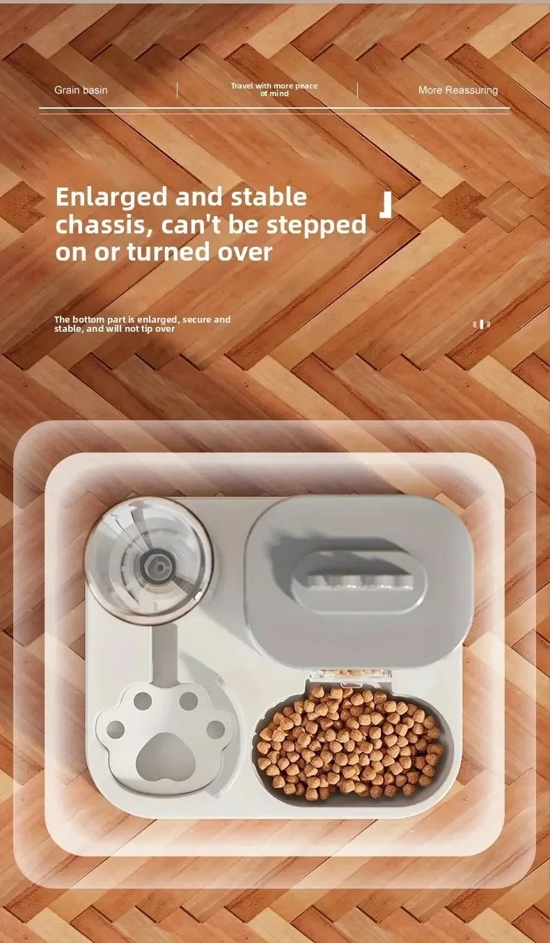 automatic   water dispenser with integrated feeder - 1-10l capacity, no battery needed,   for easy monitoring, durable pet food & water basin for indoor/outdoor use, cat water dispenser,   accessory, sturdy construction, without battery Product details 4