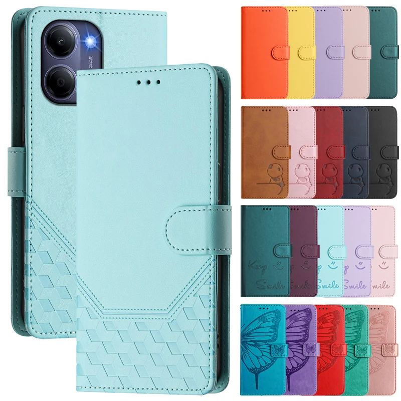 Classic Embossed Leather Flip Wallet Phone Case Cover
