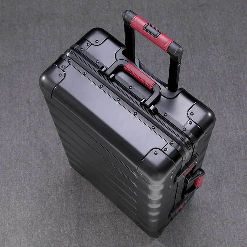 Men's and Women's Wheeled Suitcase Aluminum Magnesium Alloy Luggage Trolley Suitcase Business Password Suitcase Travel Luggage