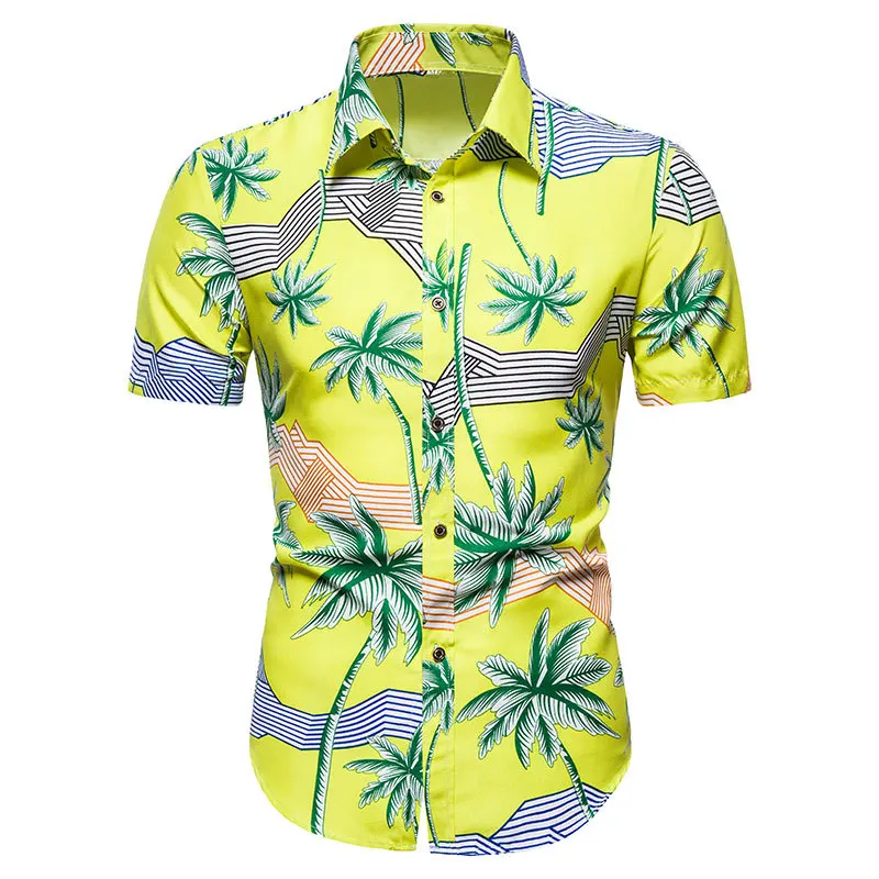 Men's Fashion Printed Shirt Casual Short Sleeve Beach Coconut Tree Pattern Hawaiian Shirt Top European Size 5XL tankinis the beach is my happy place coconut tree halter tankini set in multicolor size l xl