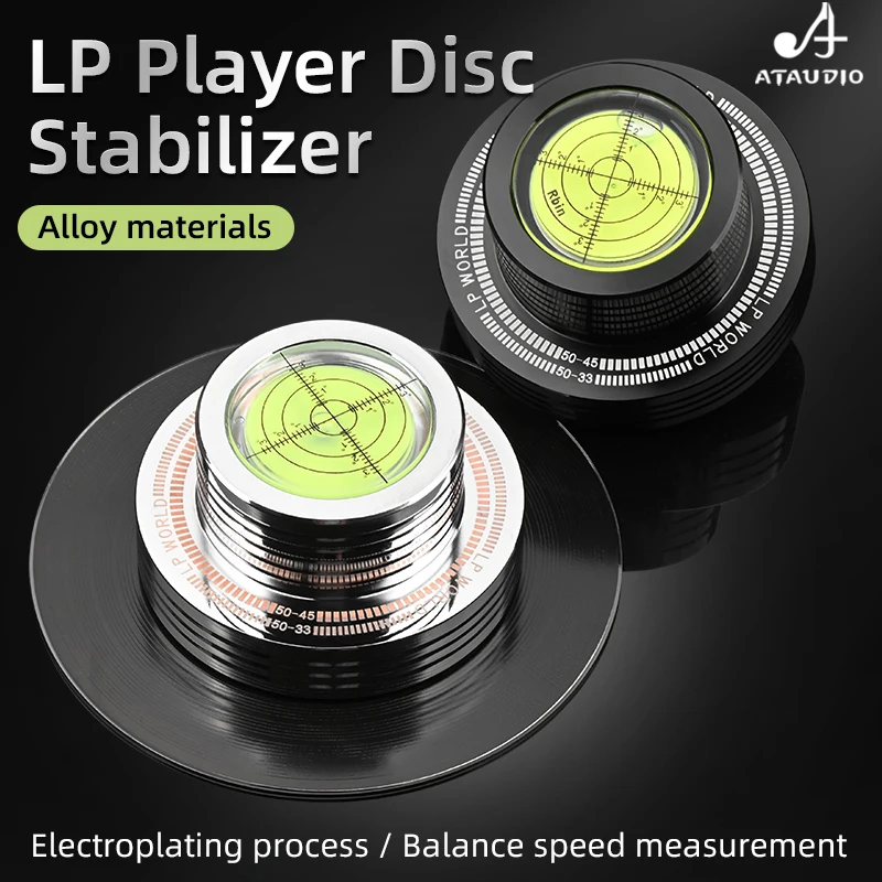 Socobeta Giradischi Peso Record 50/60Hz Livella a Bolla Rilevatore di velocità Giradischi Disco stabilizzatore per Dischi in Vinile(Argento
