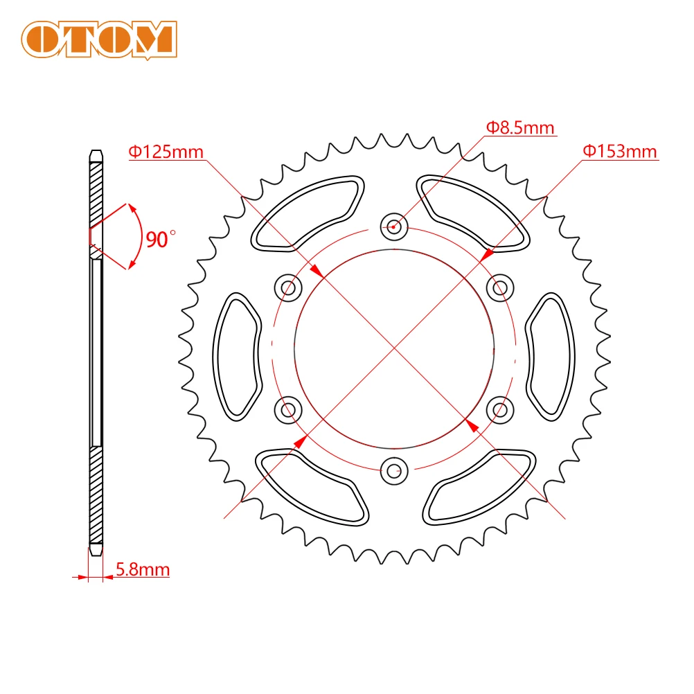 OTOM リアチェーンスプロケット 41T 45T 47T 50T 52T 56T 60T