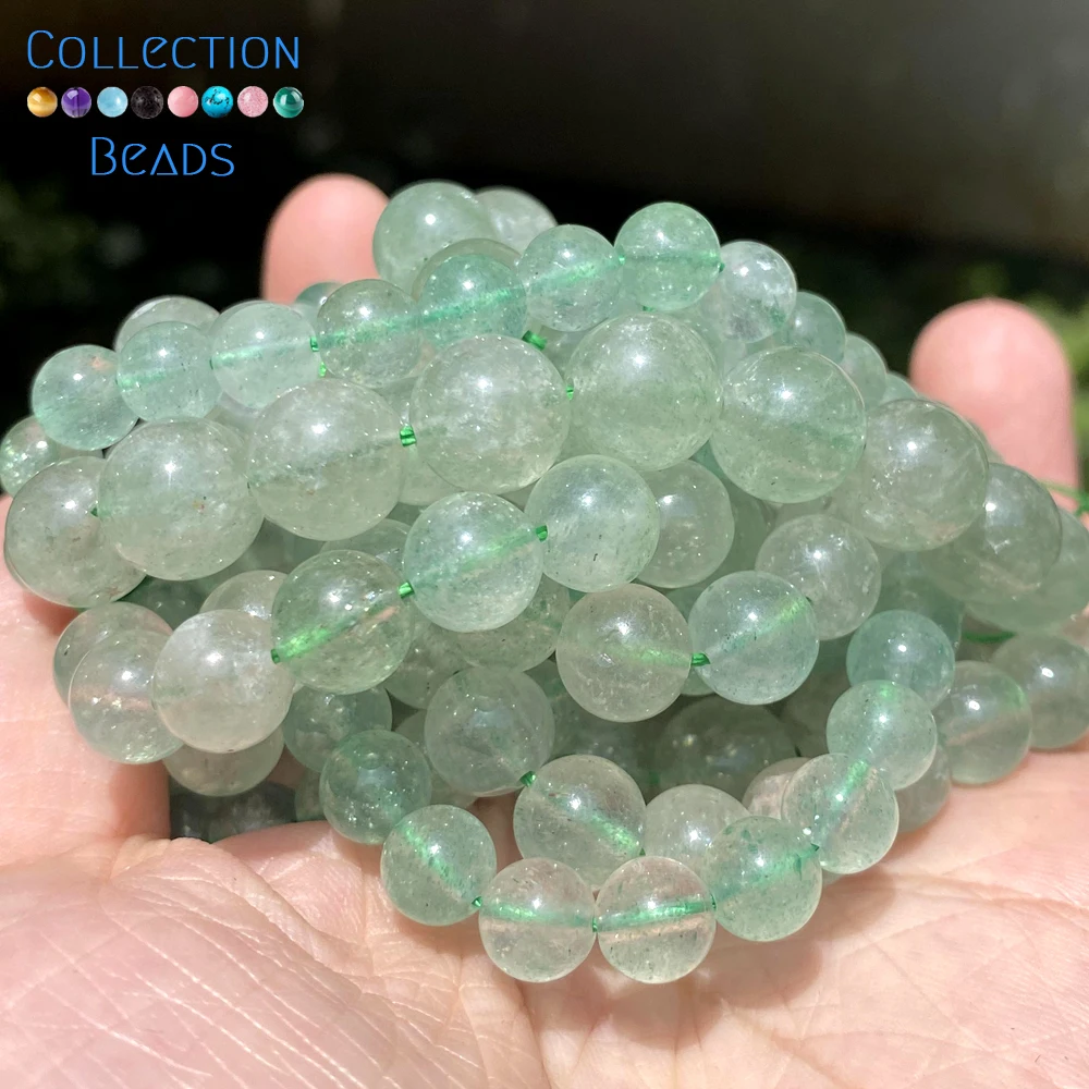 Natural Stone Beads 6 8 10mm Green Strawberry Quartzs Round Beads For  Jewelry Making DIY Bracelet Necklace 15