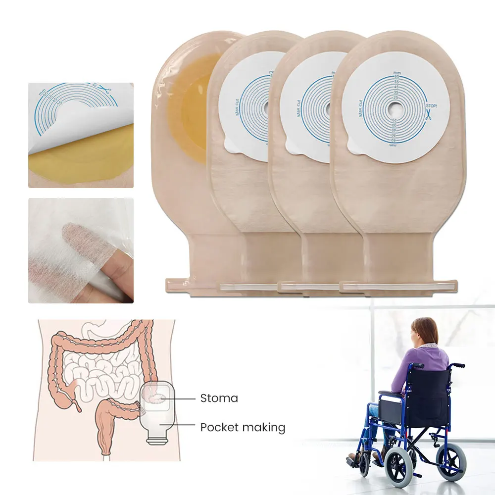 Ostomy Supplies 10-20pcs Colostomy Bags Two Piece Drainable Pouches with hoop and look Ileostomy Stoma Care