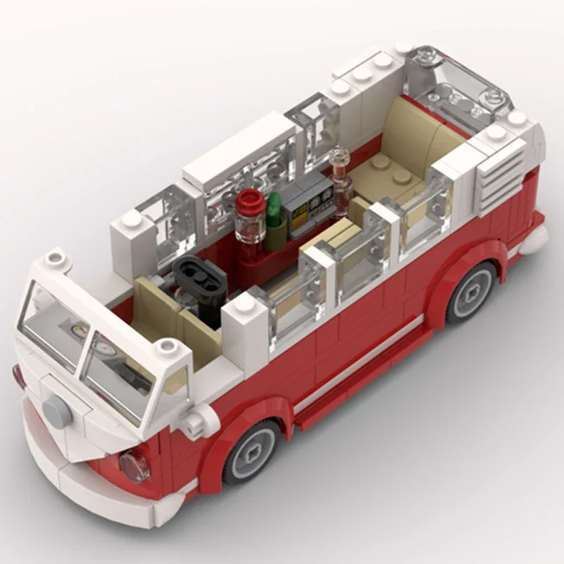 자동차 모델 Moc 빌딩 브릭 T1 레크리에이션 차량 기술 모듈러 블록 선물, 크리스마스 장난감, DIY 세트 조립