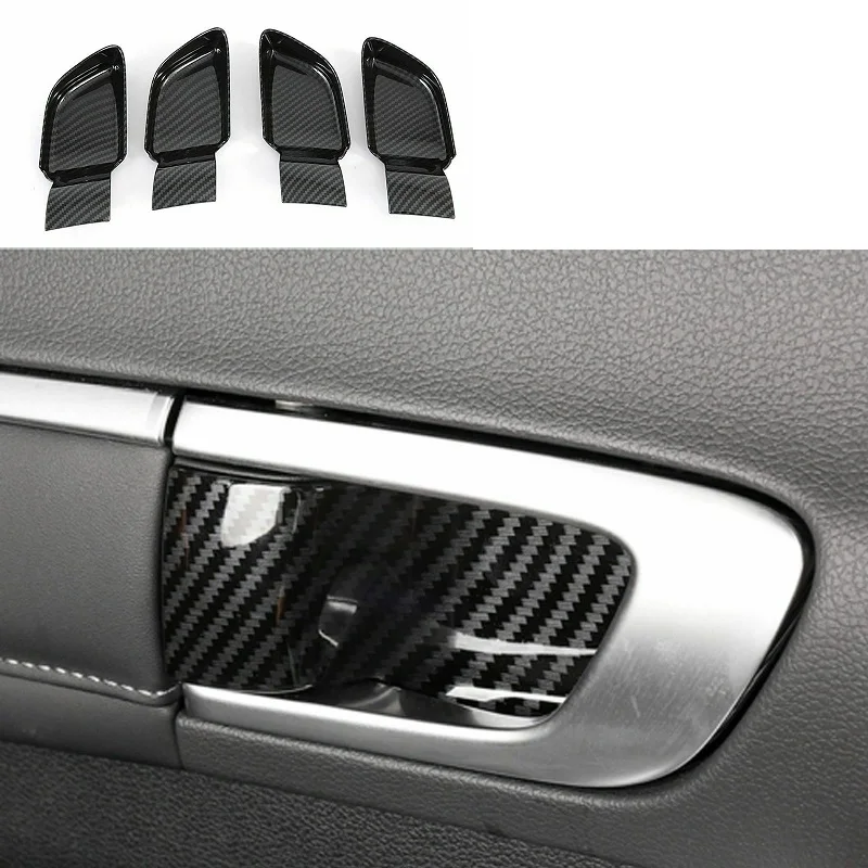 4Pcs Car Inner Door Handle Cover Catch Bowl Trim Insert Bezel Frame Carbon Fiber For Hyundai Sonata 2020 2021 Car Accessories