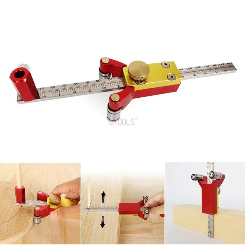 

Precision Parallel/Arc Scriber with Pencil 3-in-1 Metric/British Double Scale Straight Line Marking Gauge Height Measuring Ruler