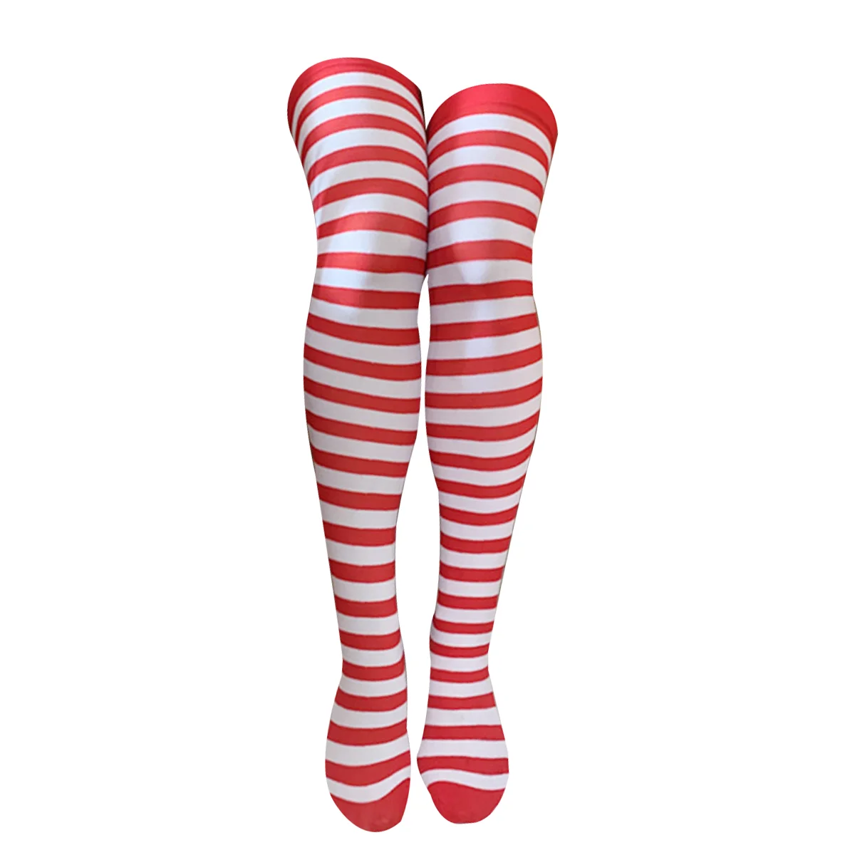 Christmas Red White Stockings Thigh High Striped Over Knee Socks for Women Girls women socks