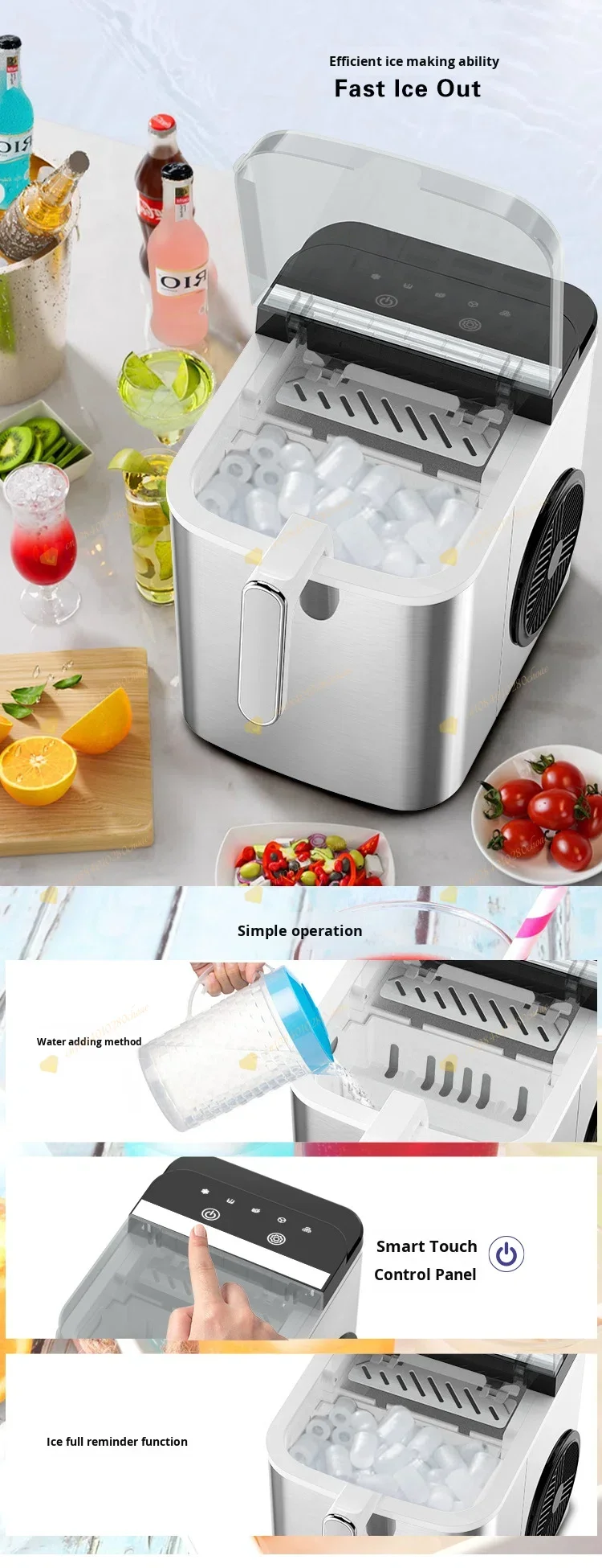 12KG household automatic ice machine commercial ice machine small ice cube machi