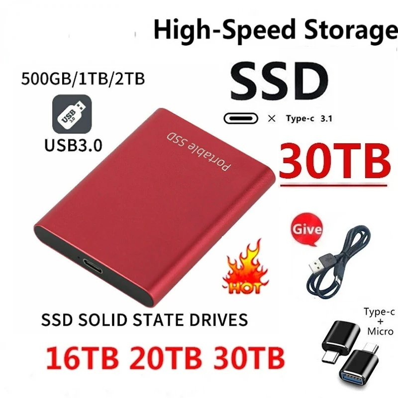Highspeed External Ssd 1tb Hard Drives Typec Usb3.1 Mobile Flash M.2