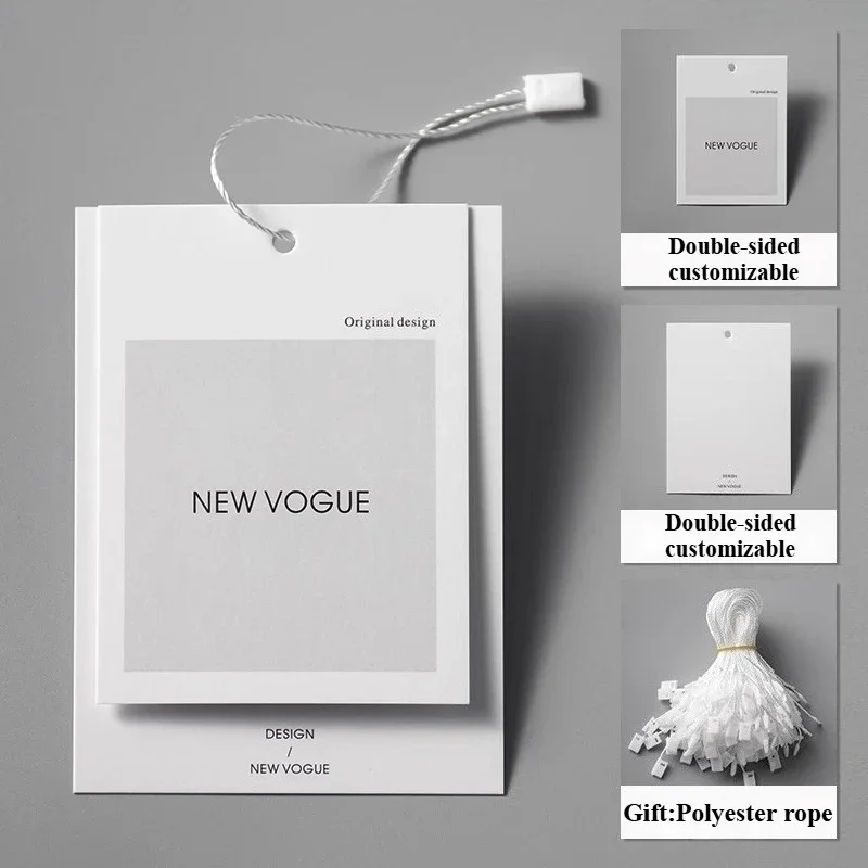 200개, 400개 맞춤 제작 빈티지 종이 행택 의류 가격 사이즈 행택 나무 종이 로고 인쇄 재활용 판지