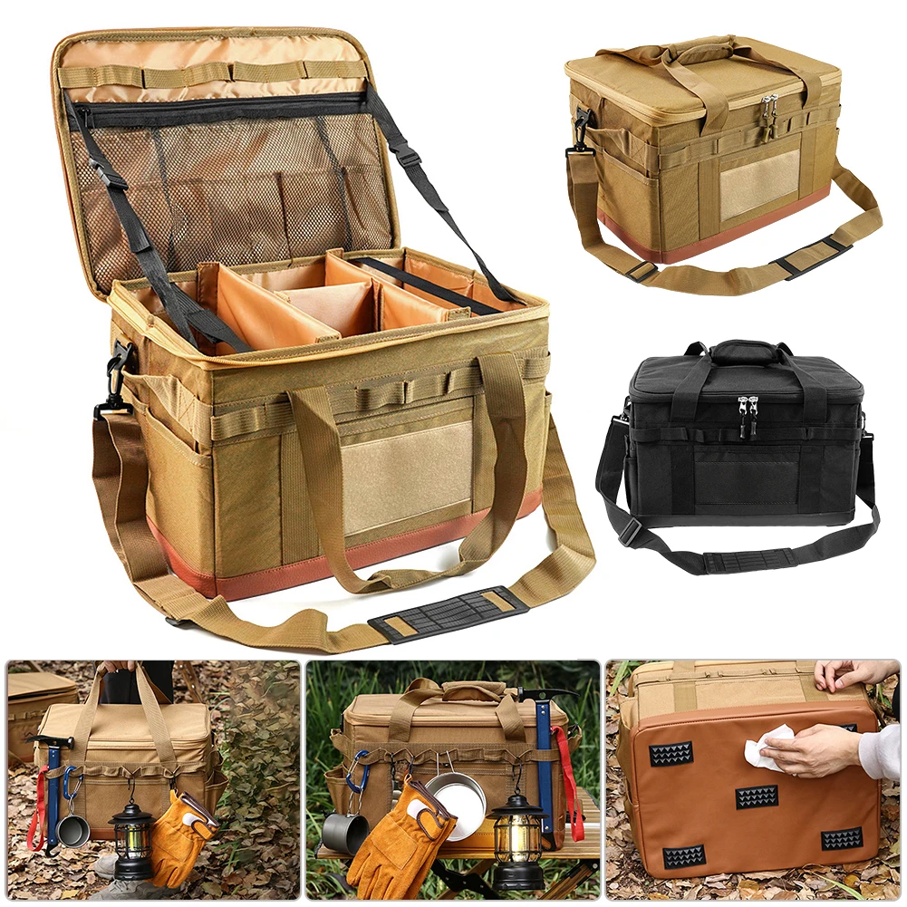 Camping Storage Bag Handheld Hard Picnic Storage Bag Cooking Utensil Organizer Detachable Travel Picnic Bags Camping Supplies