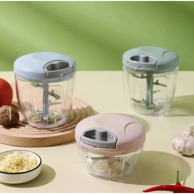 1pc Manual meat grinder, garlic mincer, rotary garlic press, vegetable onion cutter, kitchen cooking accessories
