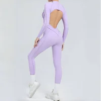 Women's Backless Hip Lift Yoga Jumpsuit Sports Fitness Removable Padding Zipper Leggings One-Piece Running Workout Gym Jumpsuit - Image 4