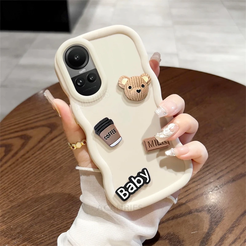 3D Bear Cute Cartoon Wavy Silicone Shockproof Soft Phone Case