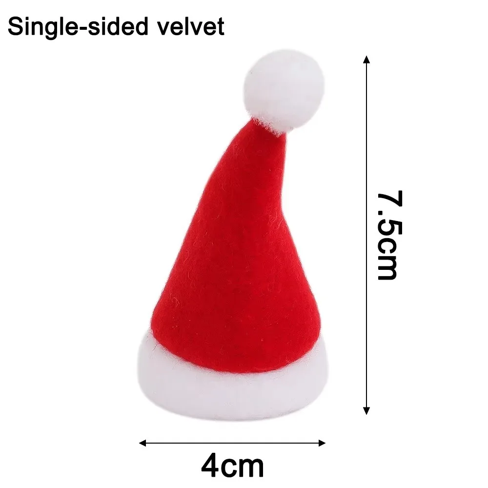 12pcs Lollipop Hat Mini Christmas Hat Bottle Ornament Gift Wine Bottle DIY Elf Craft Supplies Christmas Santa Hats Party