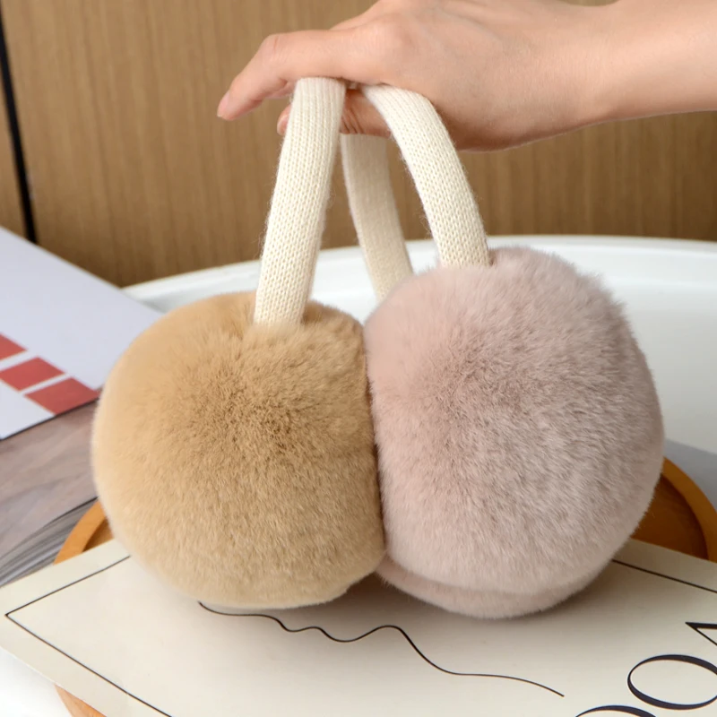 MPPM Natural Rex Rabbit Fur Earmuffs Winter Accessories for Women Winter Ear Muffs Fluffy Earmuff Ear Cover warm earmuffs fur earmuffs
