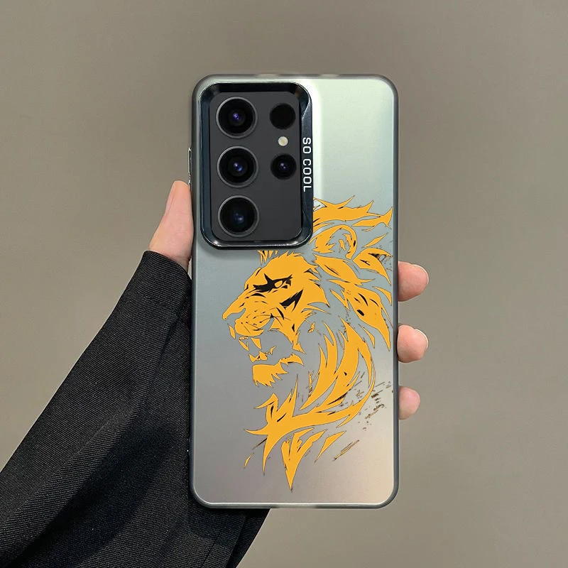 Silver IMD Lion Pattern Phone Case - Concise Design