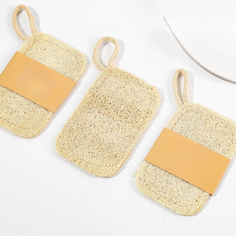6pcs Natural Loofah Exfoliating Sponges - Gentle Body Scrubber for Shower & Bath, Bamboo Fiber Cleaning Pads 6