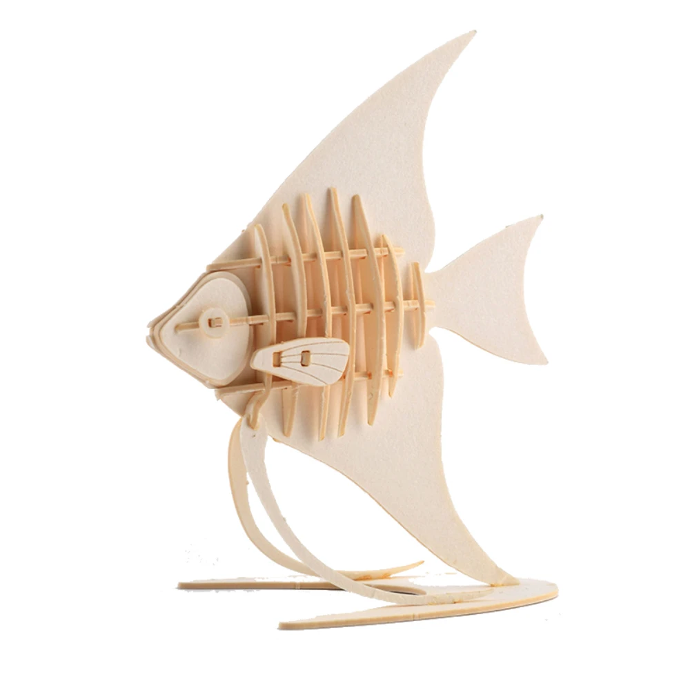 DIY Fish Paper Craft Model Toys Assembly Builiding Block Constructor Wood Color Dog Owl Rabbit Giraffe Gift 3D Animal Puzzles