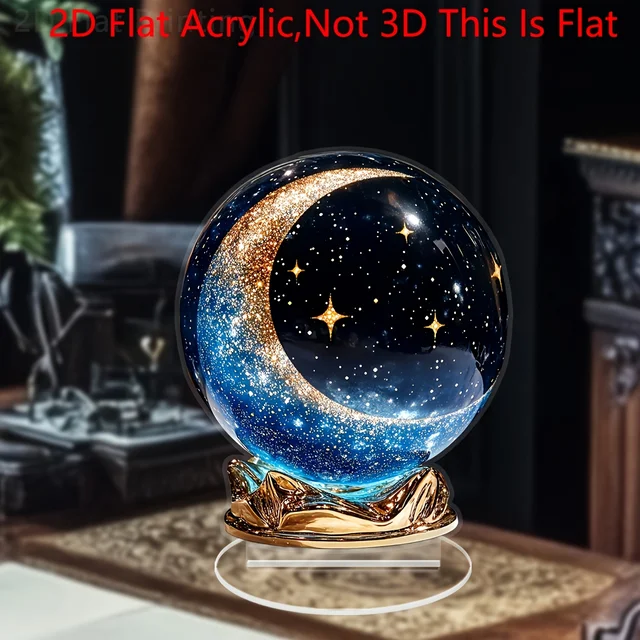 Boule de cristal de Style bohème 2D, Figurine plate en acrylique, pour la maison, le bureau, le café, la salle, le Studio, vitrine, ornement de Table, Kit de décoration de bureau 1