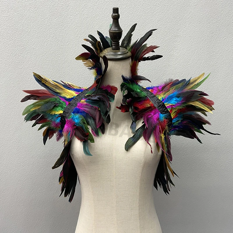 Fake Collar Detachable Collar Shawl New Luxury Feather Shawl Women Solid Color Scarf Women Punk Gothic Feather Shawl Shoulder Fake Collar Halloween Cosplay Costume