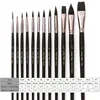 12pcs Professional Watercolor Paint Brushes Set Includes Round Flat Cat's Tongue Brushes Synthetic Hair for Watercolor Acrylic 2