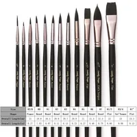 12pcs Professional Watercolor Paint Brushes Set Includes Round Flat Cat's Tongue Brushes Synthetic Hair for Watercolor Acrylic 2
