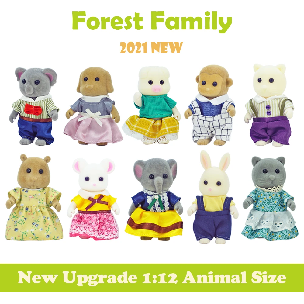 Simulation Forest Animal Family 1:12 Scale Dollhouse Bunny Reindeer Pretend Game Set Children's Christmas For Girl Birthday Gift 5