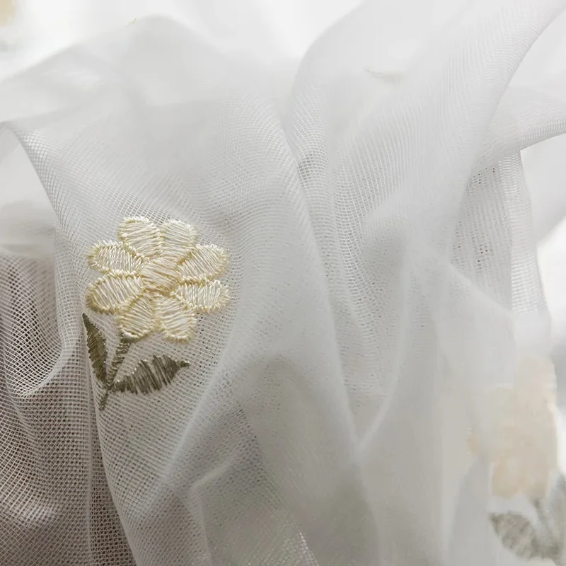 Pastoral Style Embroidered Sheer Curtains American Style Window Tulle  Balcony Bedroom Bay Window White Tulle Curtains 4