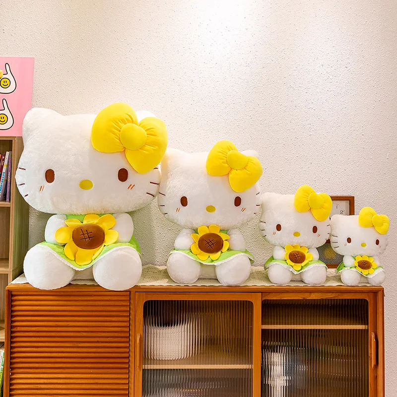Sanrio helloキティひまわりぬいぐるみ Sanrioひまわりktハローキティアニメぬいぐるみ枕、カワイイ漫画