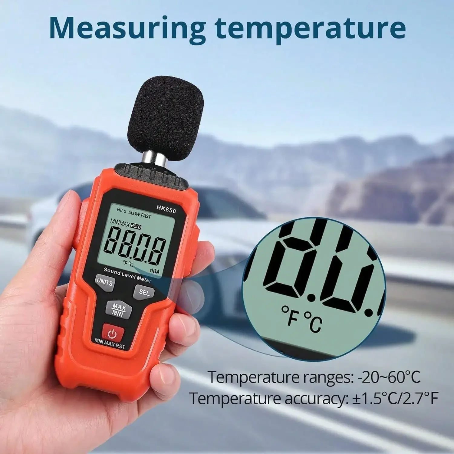 Digital Sound Level Meter Range 35-135dB(A) Decibel Meter Noise Volume Measuring with LCD Backlight,Batteries for Engineering 5
