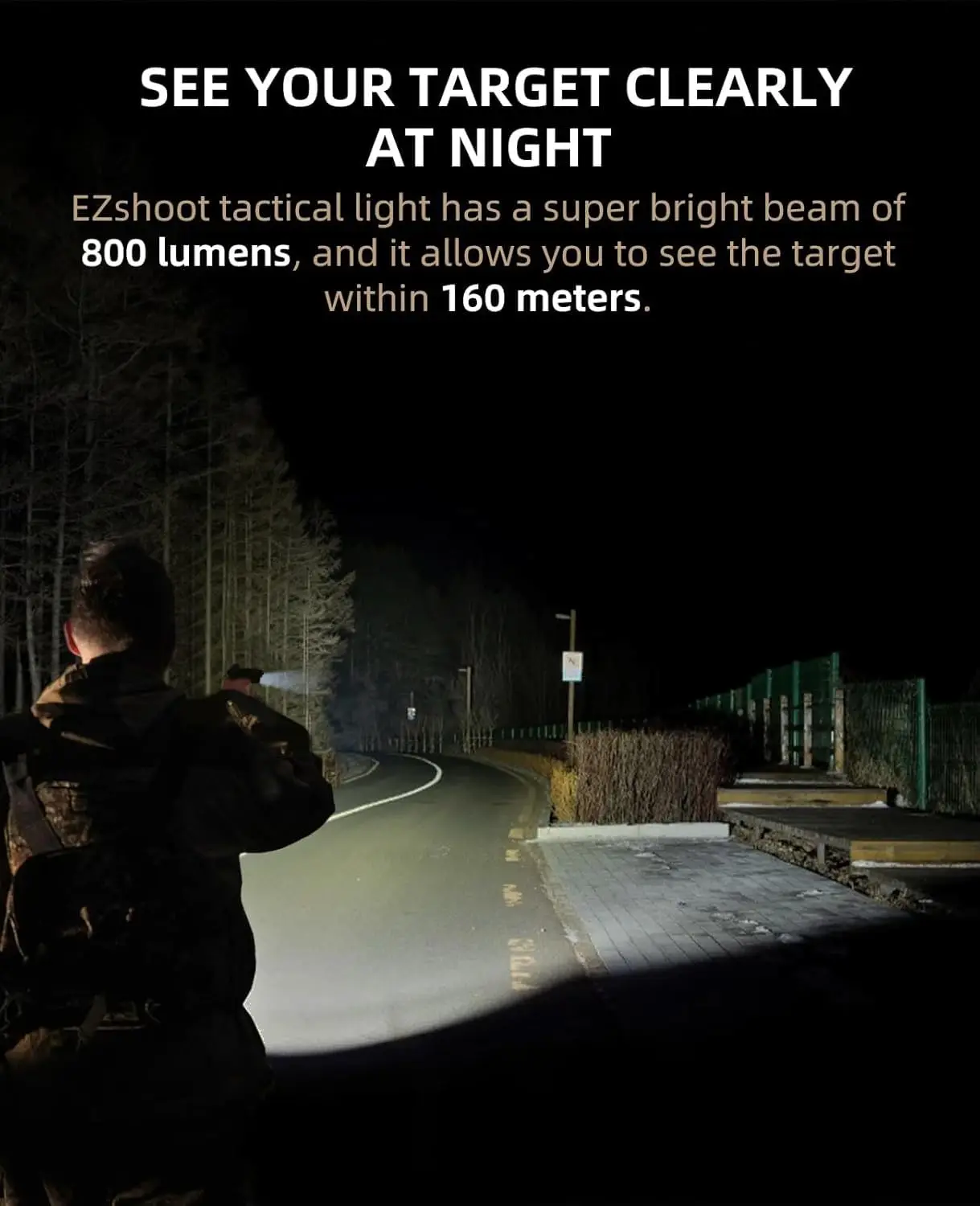 800 Lumens Pistol Flashlight Compitable Picatinny GL Rails Rechargeable Tactical Gun Light Strobe Mode Home Defense Hunt