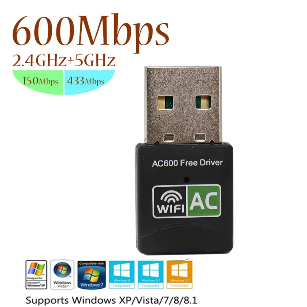 Adaptador WiFi USB De 600Mbps, Dongle Ethernet, 5Ghz, Lan, PC.