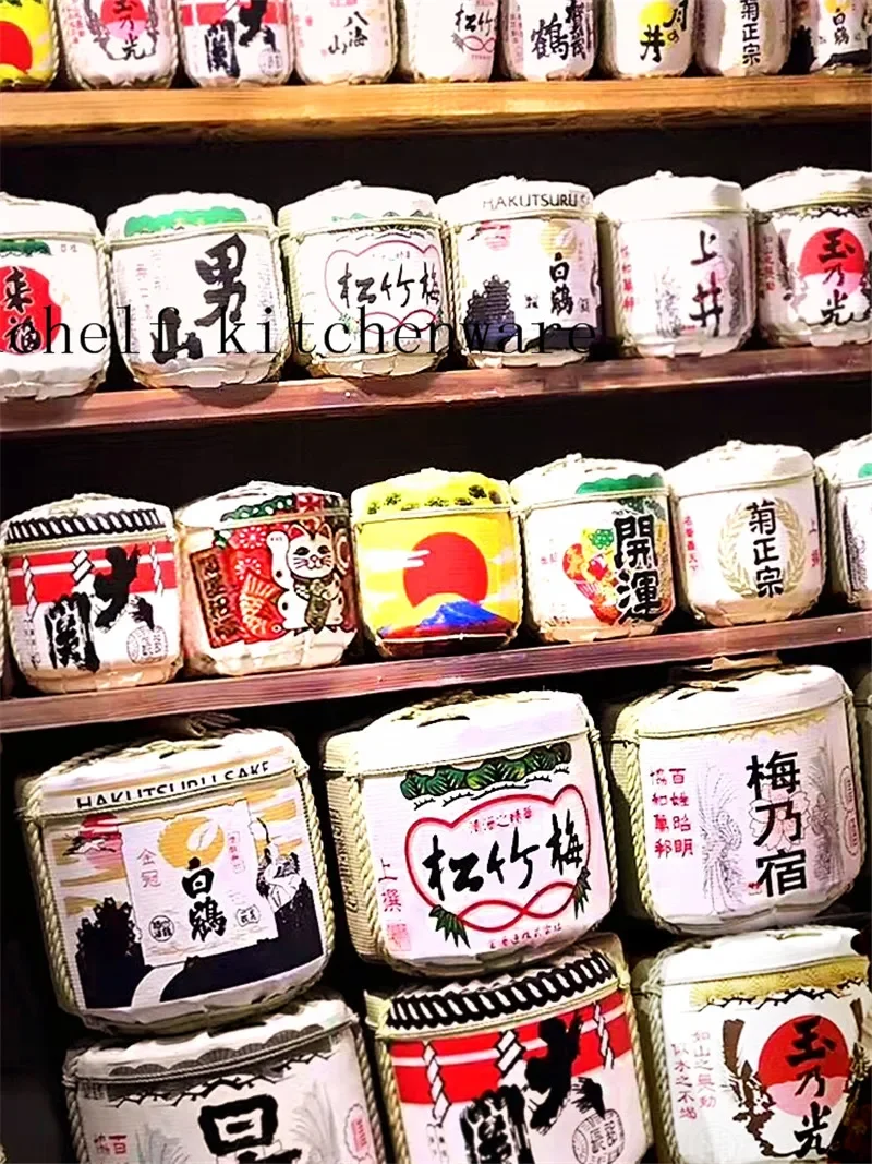 일본 주방 스타일 장식 와인 배럴, 스시 샵, 레스토랑 디스플레이 제품, 사쿠라 와인 셀러 장식, 43x43cm