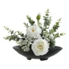 Ikebana Vase Kit, Ceramic Ikebana Bowl and Metal Flower Kenzan, with Needle Straightening Tool Black 2