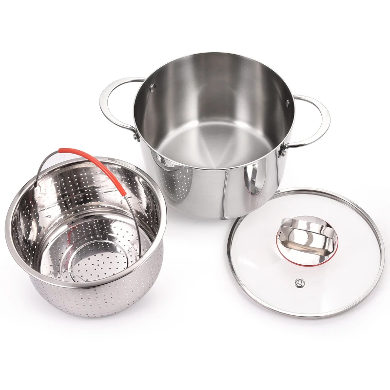 

24cm Large Size Triply Stainless Steel Cooking Stock Soup Pot With Cover