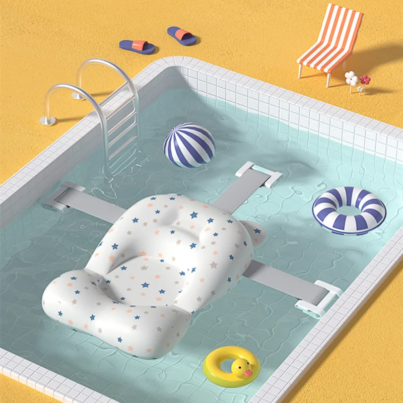 Baby Bath Seat Support Mat Foldable Baby Bath Tub Pad & Chair Newborn Bathtub Pillow Infant Anti-Slip Soft Comfort Body Cushion baby bath seat baby bath support pad baby bath tool