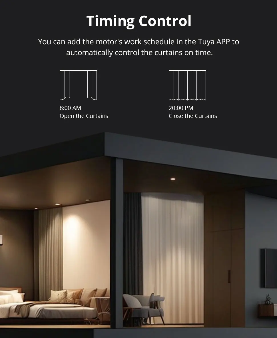 Zigbee Smart Electric Sliding Curtain Motor with Customized Track Works with Tuy