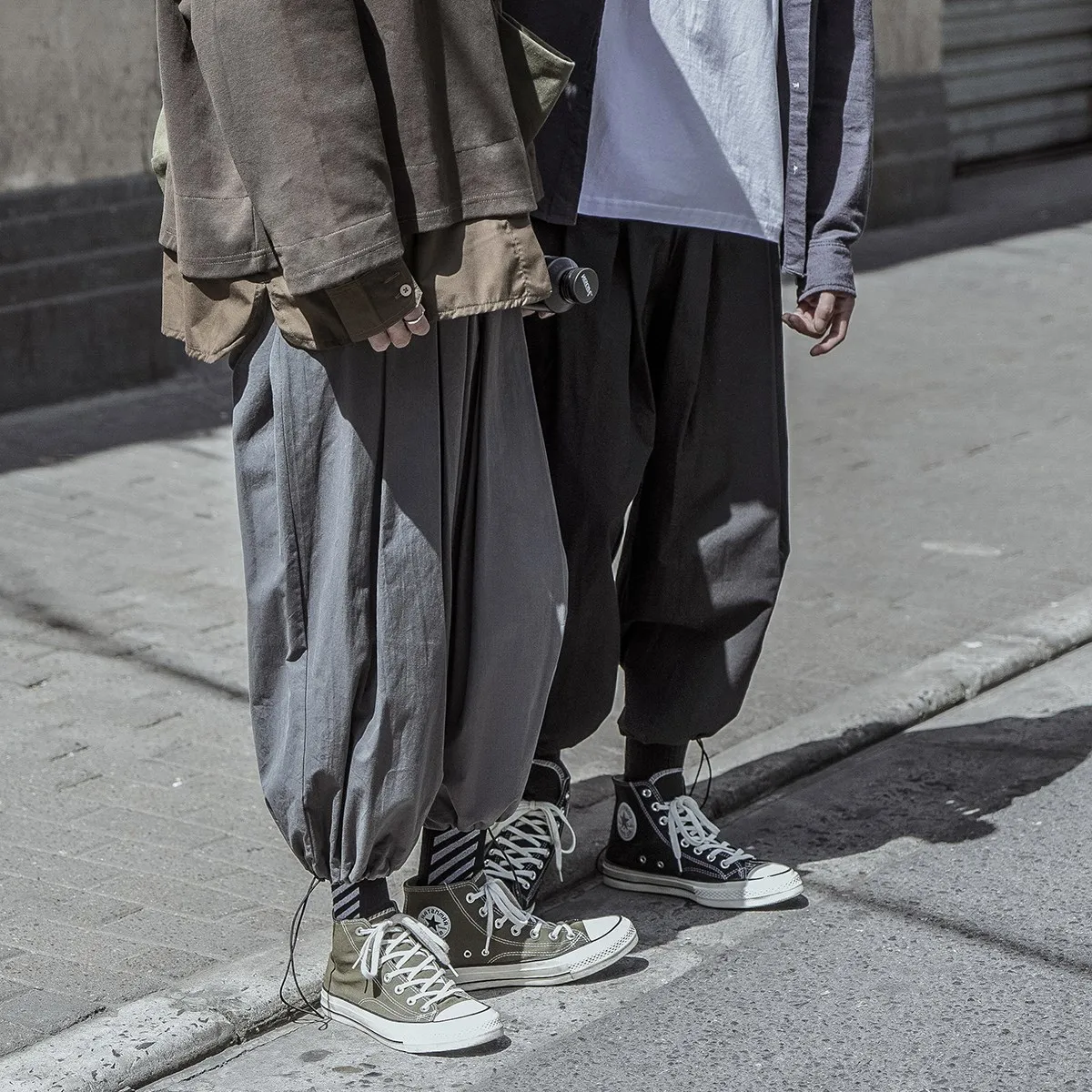 Ankle-tied Pants Men Drawstring Cuff Bloomers Korean Fashion Harem Pants Male Loose Joggers Handsome Youth Y2K S-5XL Streetwear