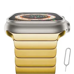 Stainless Steel Metal Strap for Apple Watch - Elegant Bracelet Design (Gold)