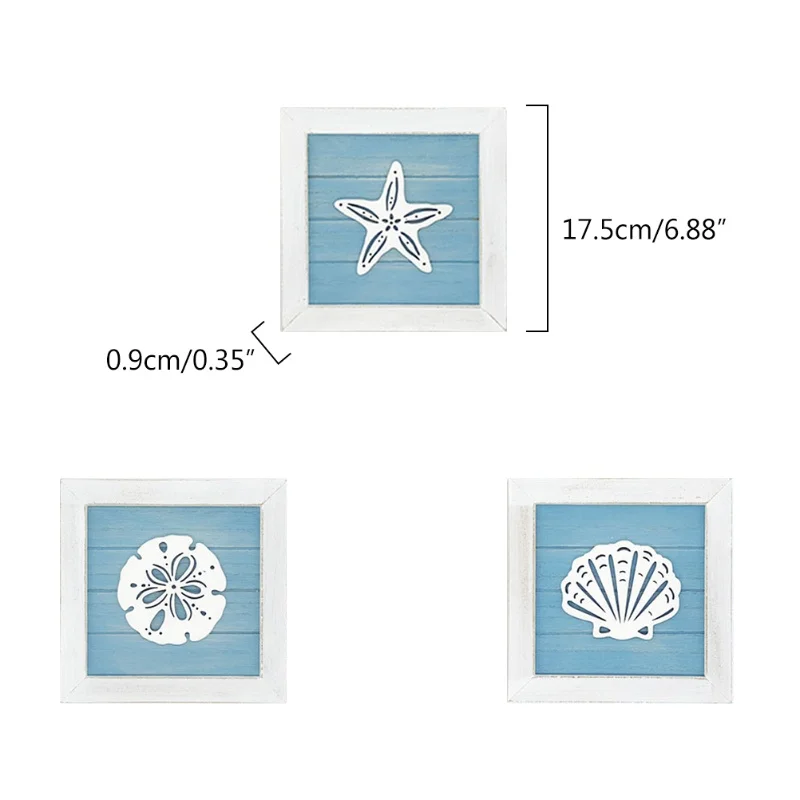 Ocean-Themed 3D Beach Wall Art with Starfish and Seashells for Vintage Bathroom Decor