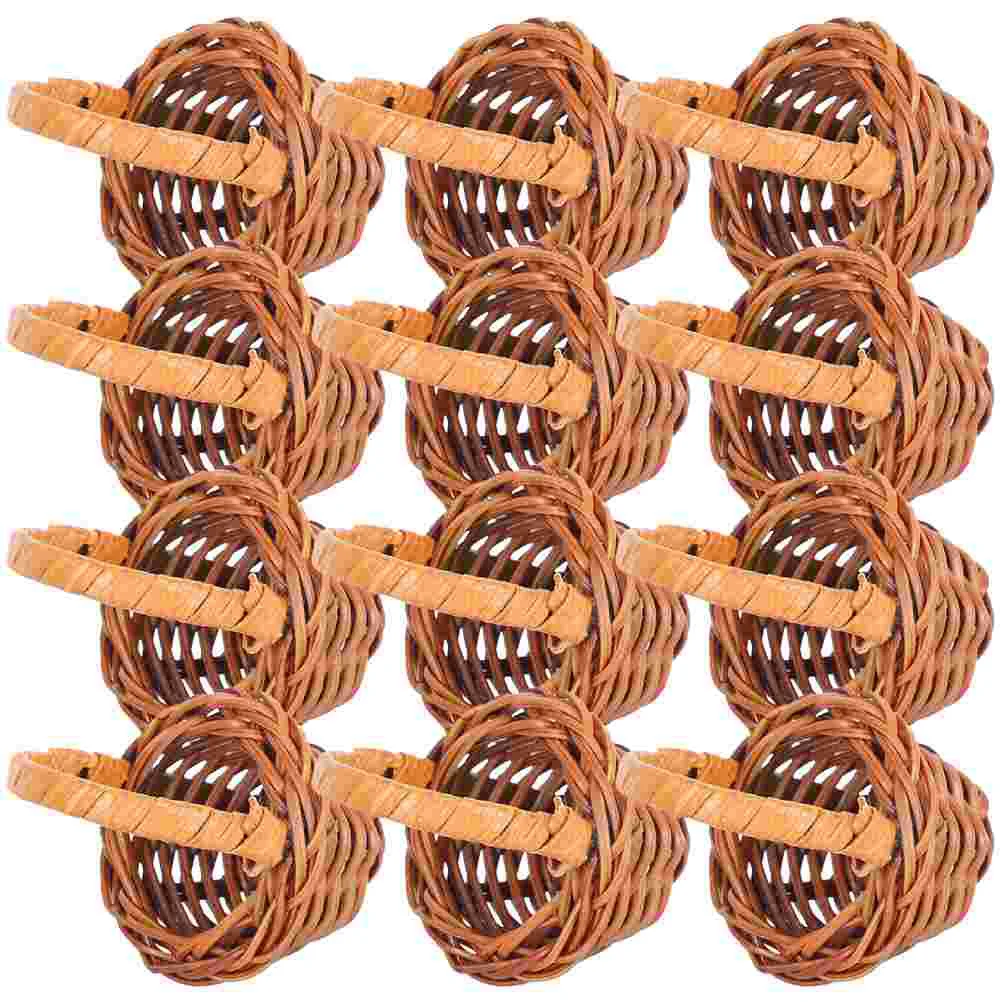 12 Pcs Mini Woven Basket Rattan Handmade Baskets Small Storage Home Decor Flower Baskets Photo Props Weaving Containers 5
