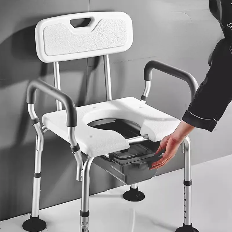 Bathroom Squat Toilet Seat, Mobile Toilet Booster for Elderly, Household Pregnant Women Shower Commode Toilet Dual-use Chairs 2