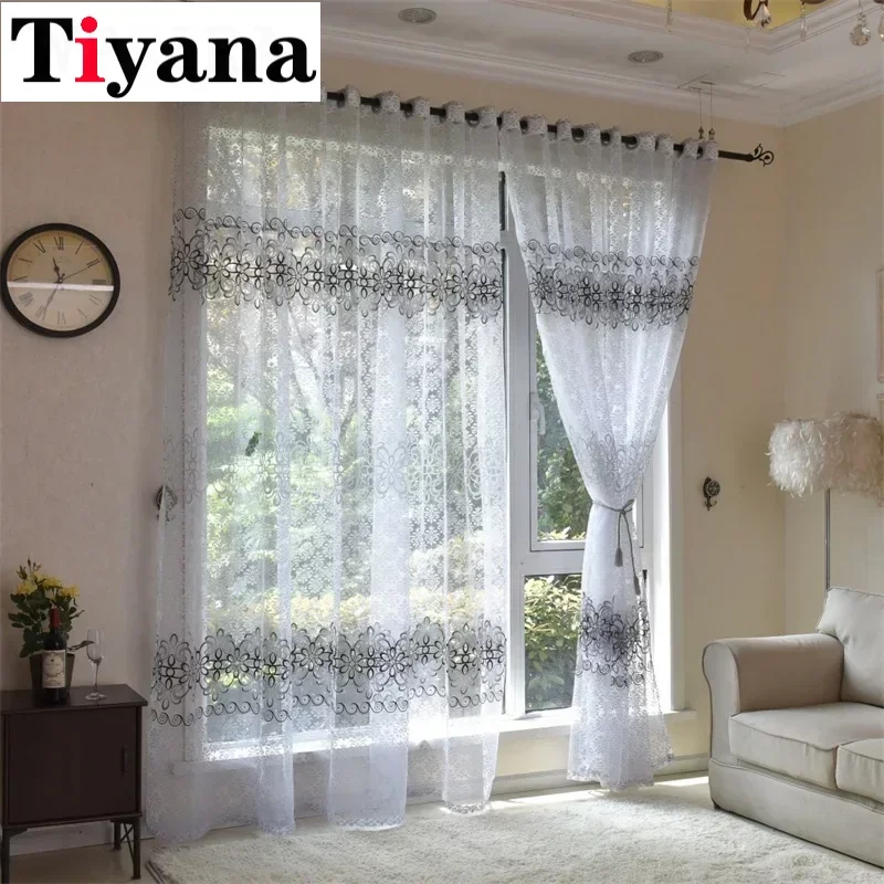 

Luxury Jacquard Tulle Curtains for Living Room Bedroom, Grey&Brown Sheer Curtain for Windows, Modern Home Decor Custom Drapes