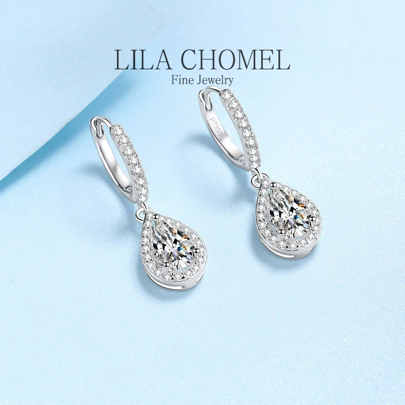 Women's luxury PT950 Platinum Drop Earrings Water droplet 1/2ct Moissanite Diamond Earrings Wedding Fine Jewelry Versatile Gift 1 Women's luxury PT950 Platinum Drop Earrings Water droplet 1/2ct Moissanite Diamond Earrings Wedding Fine Jewelry Versatile Gift