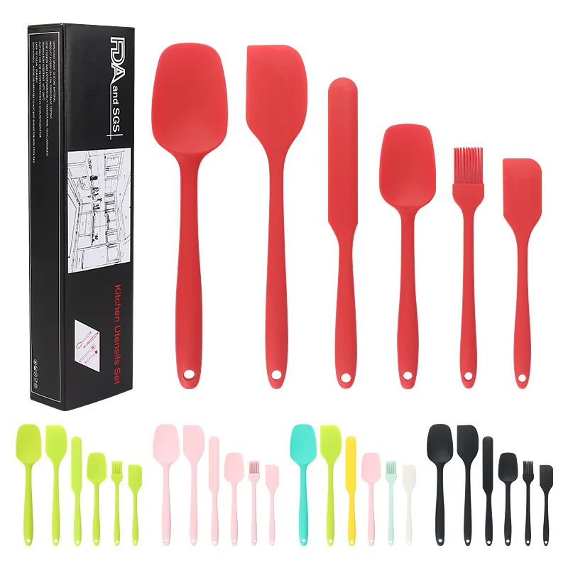 Silicone Spatula 6-piece Kitchen Baking Tool Set Cake Cream Oil Brush